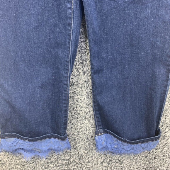 LOGO by Lori Goldstein Dark Blue Ankle Jeans w/ lace trim - Picture 7 of 12